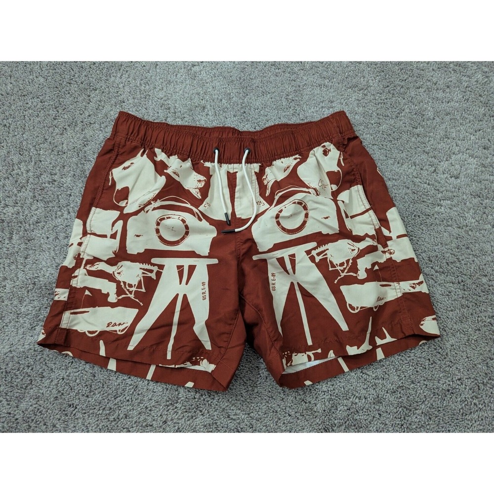 G-Star‎ Raw Swim Shorts Mens Large Mesh Lined Dirik Small Objects All Over Print